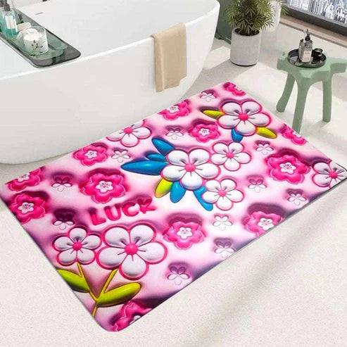 3d Printing Soft Mat Cut Flower Design Anti Slip Floor Door Mat Water Absorb For Bathroom, Kitchen Or Room Multi Colour (random Color & Designs)